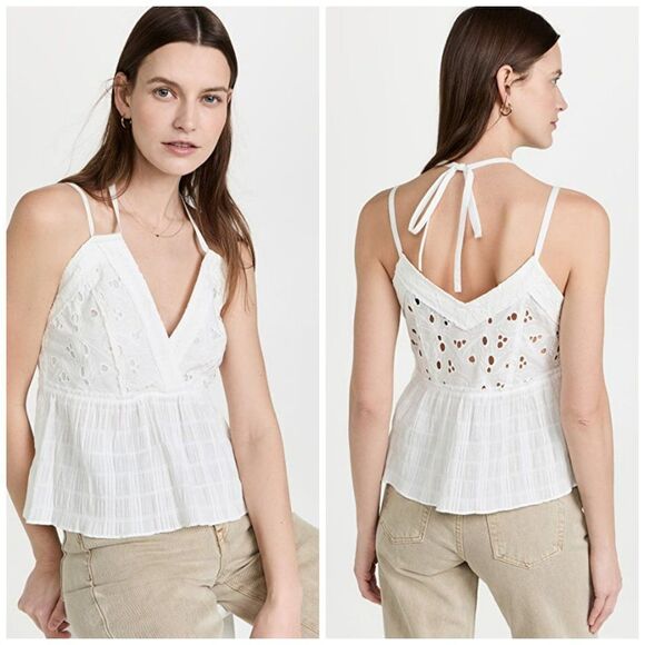 IRO Mireya Eyelet Strappy Halter Neck Peplum Top - Picture 3 of 14